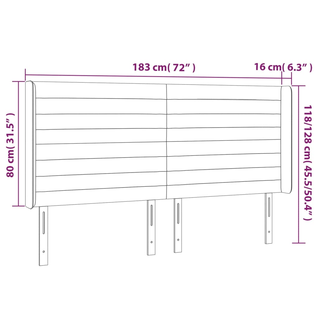 Tête de lit à LED Gris foncé 183x16x118/128 cm Velours - XIOS