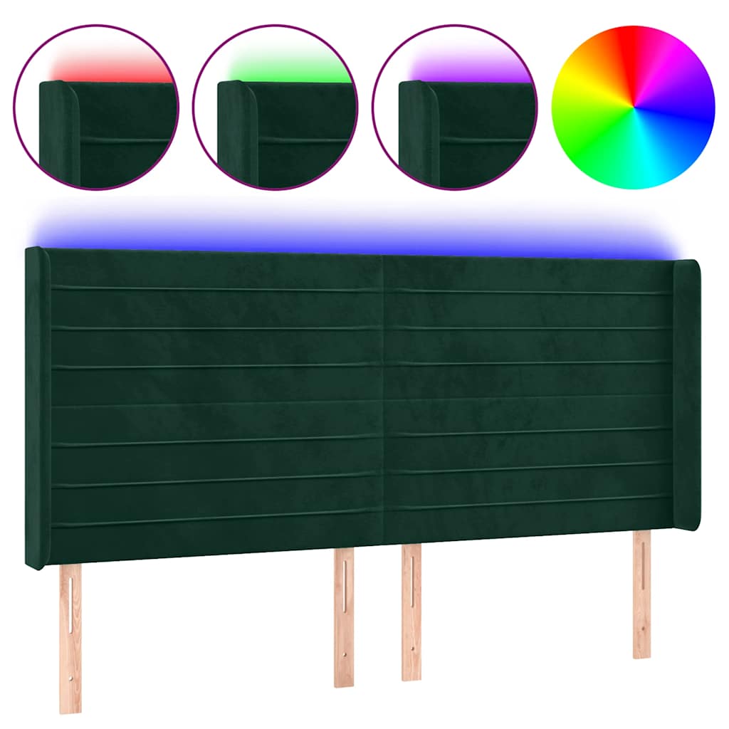 Tête de lit à LED Vert foncé 183x16x118/128 cm Velours - XIOS