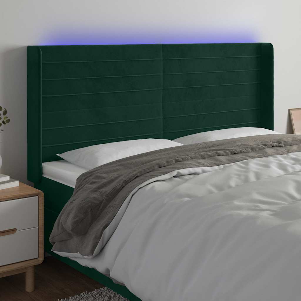Tête de lit à LED Vert foncé 183x16x118/128 cm Velours - XIOS