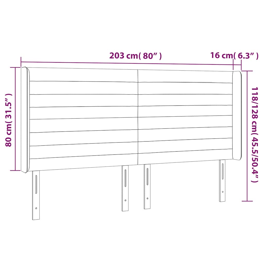 Tête de lit à LED Vert foncé 203x16x118/128 cm Velours - XIOS