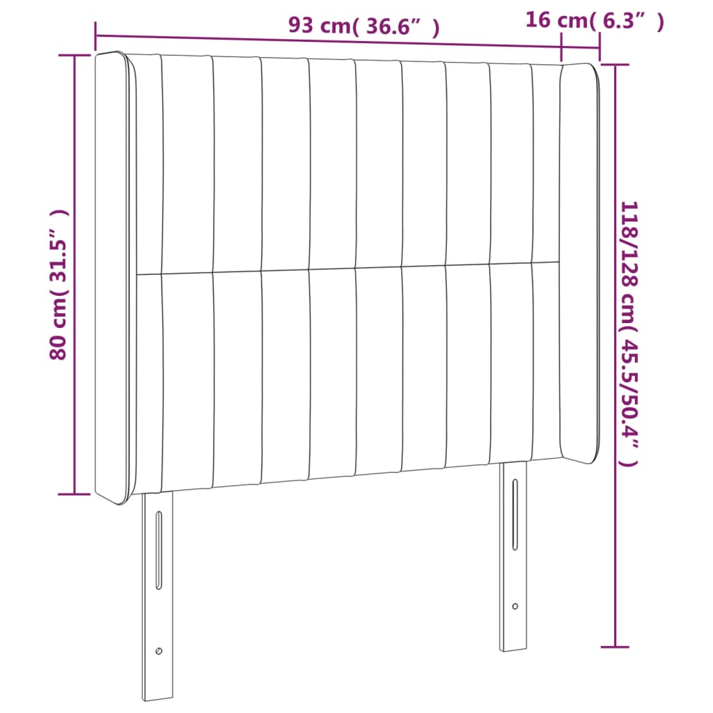 Tête de lit à LED Crème 93x16x118/128 cm Tissu - XIOS