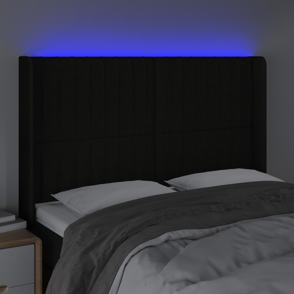 Tête de lit à LED Noir 147x16x118/128 cm Tissu - XIOS