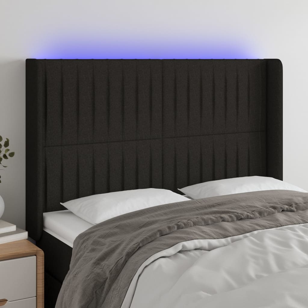 Tête de lit à LED Noir 147x16x118/128 cm Tissu - XIOS