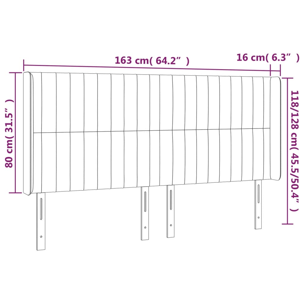 Tête de lit à LED Marron foncé 163x16x118/128 cm Tissu - XIOS