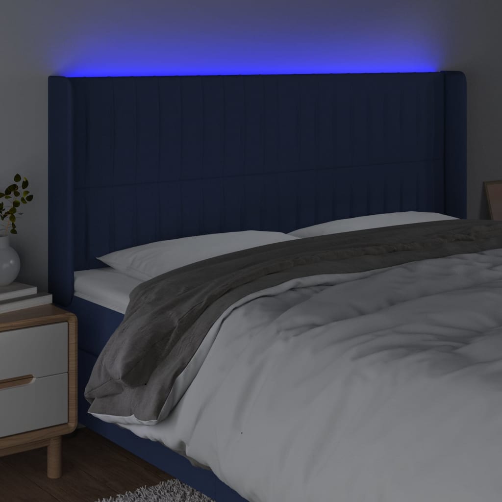 Tête de lit à LED Bleu 163x16x118/128 cm Tissu - XIOS