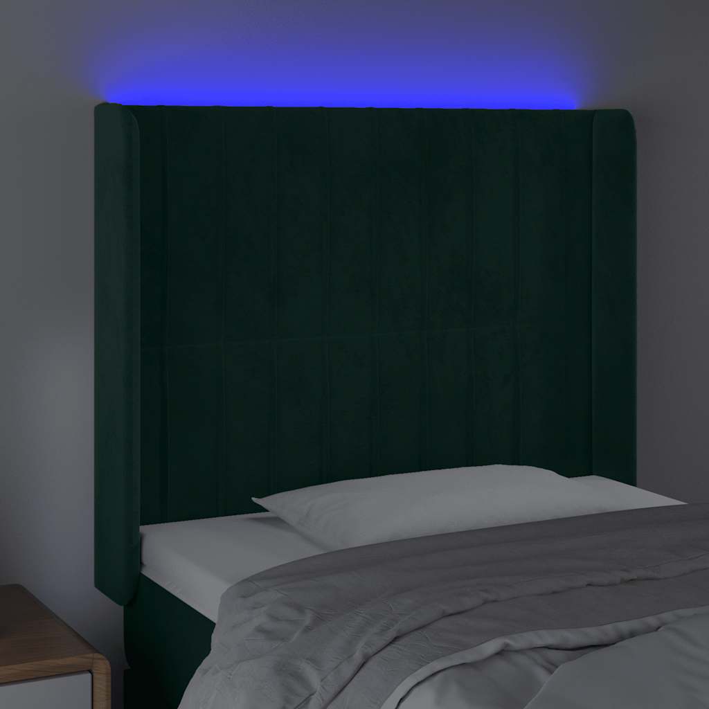 Tête de lit à LED Vert foncé 83x16x118/128 cm Velours - XIOS