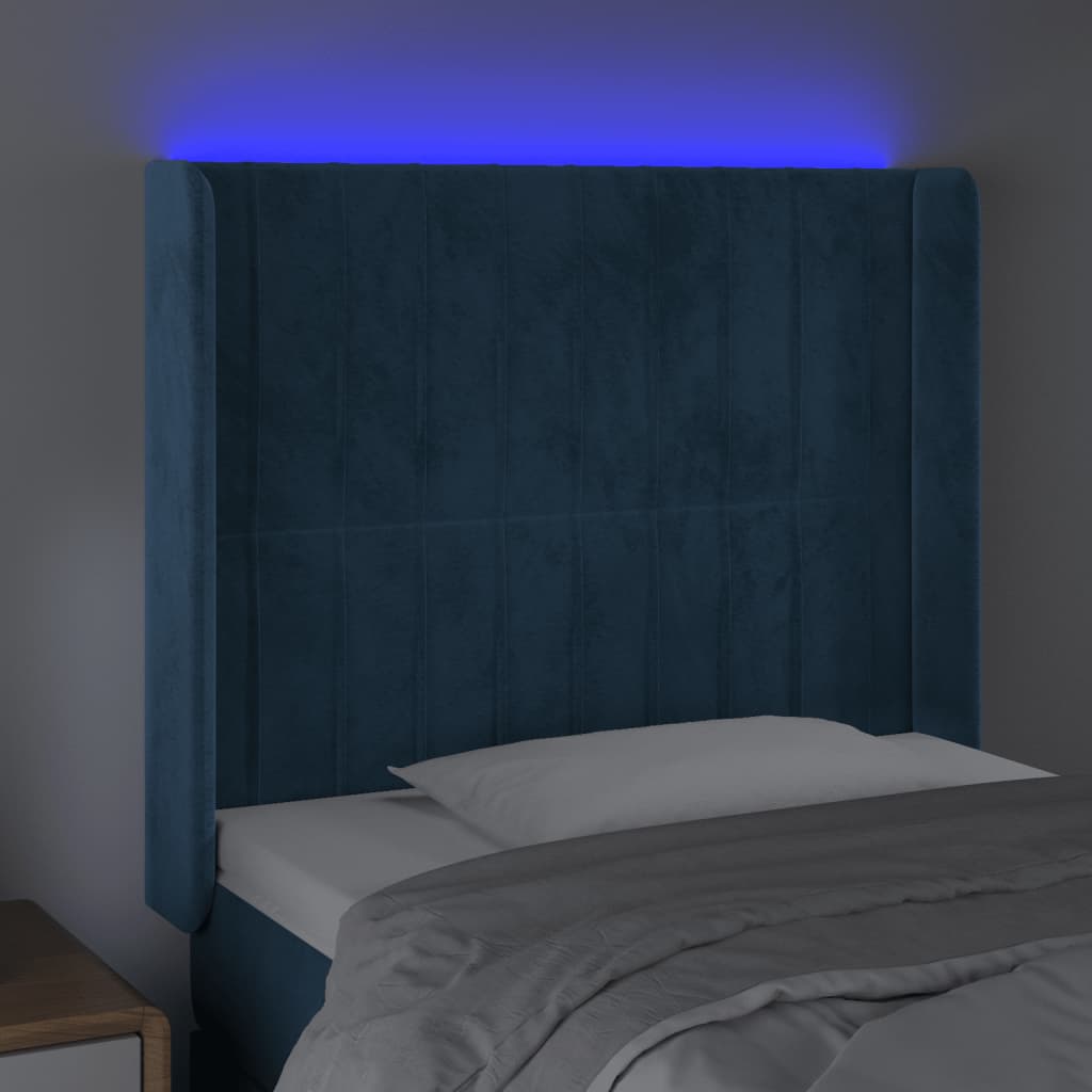 Tête de lit à LED Bleu foncé 83x16x118/128 cm Velours - XIOS