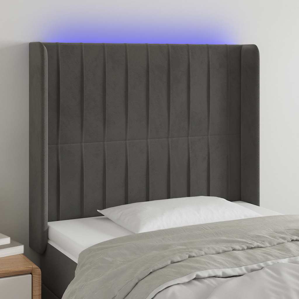 Tête de lit à LED Gris foncé 93x16x118/128 cm Velours - XIOS