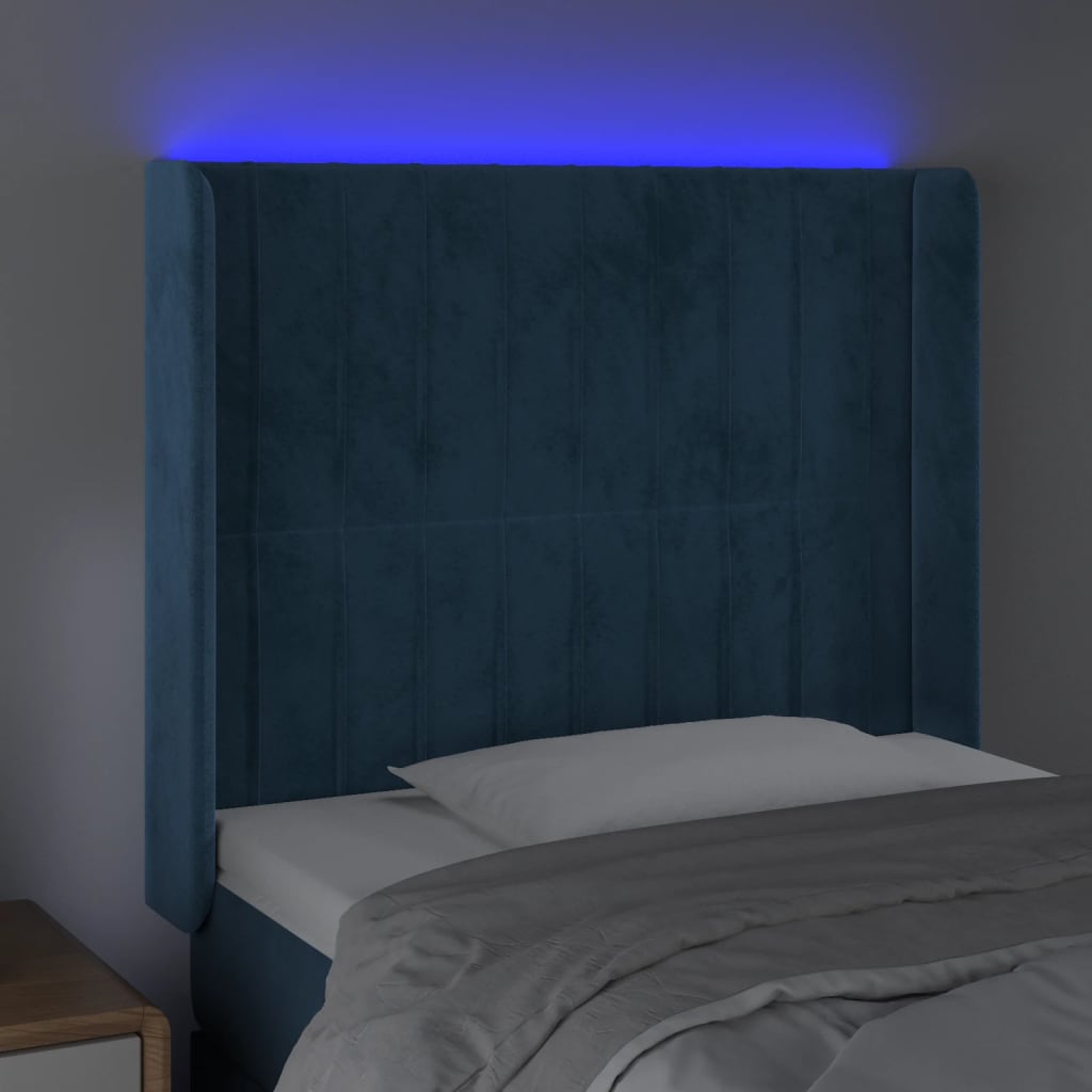 Tête de lit à LED Bleu foncé 93x16x118/128 cm Velours - XIOS