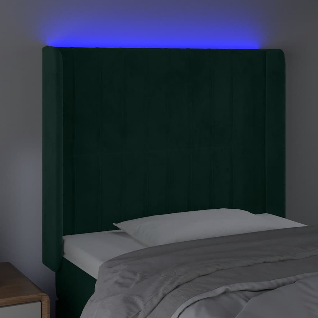 Tête de lit à LED Vert foncé 103x16x118/128 cm Velours - XIOS