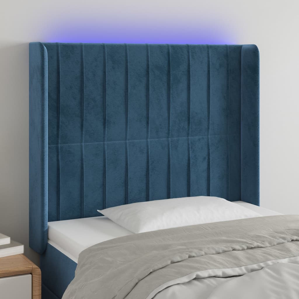 Tête de lit à LED Bleu foncé 103x16x118/128 cm Velours - XIOS