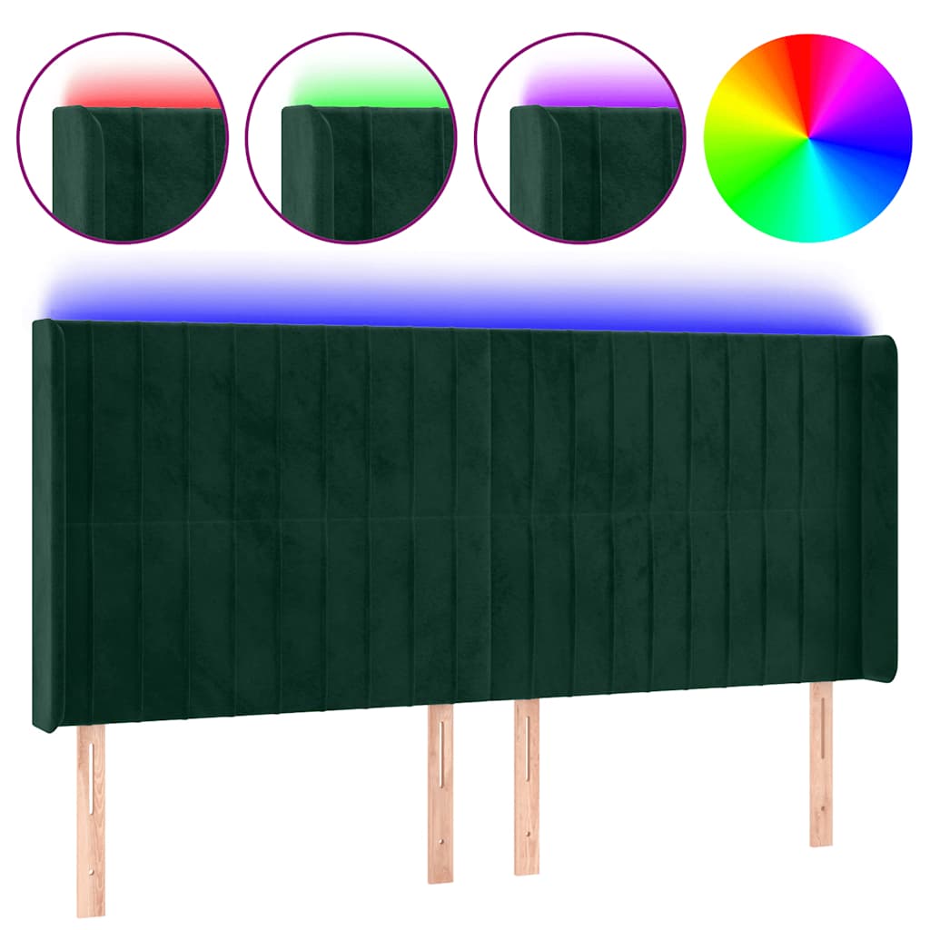 Tête de lit à LED Vert foncé 183x16x118/128 cm Velours - XIOS