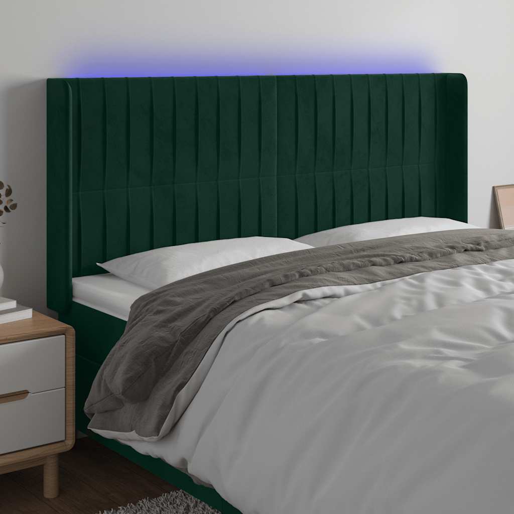 Tête de lit à LED Vert foncé 183x16x118/128 cm Velours - XIOS