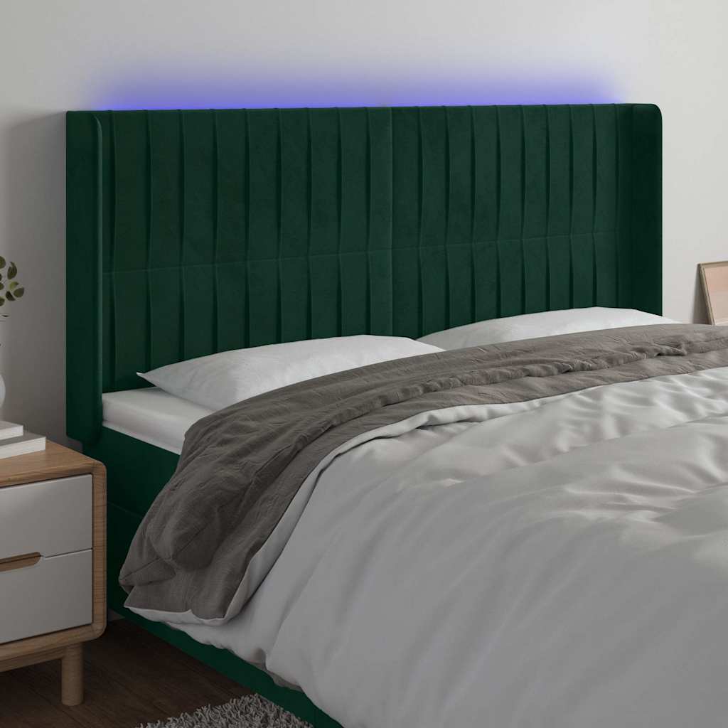 Tête de lit à LED Vert foncé 203x16x118/128 cm Velours - XIOS