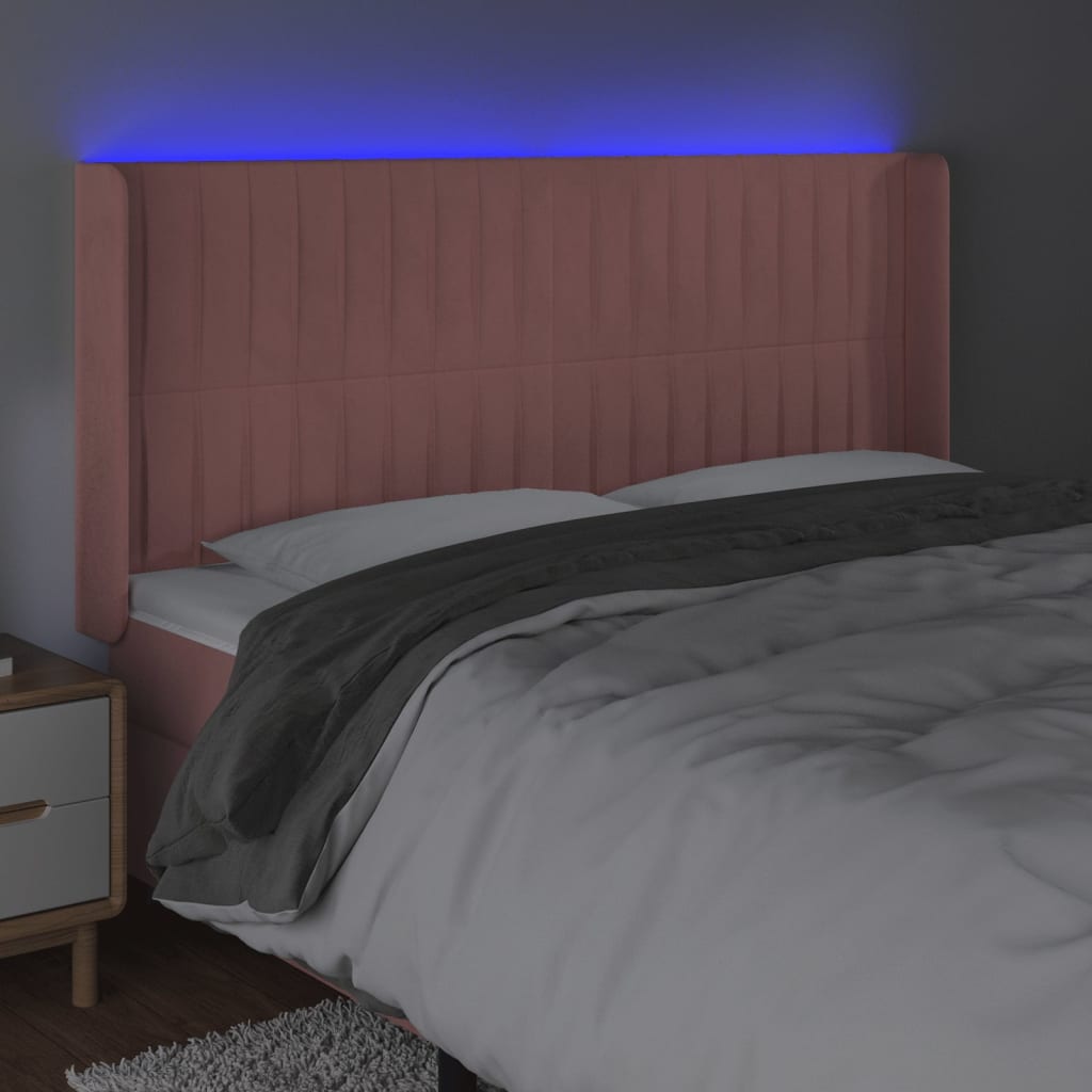 Tête de lit à LED Rose 203x16x118/128 cm Velours - XIOS