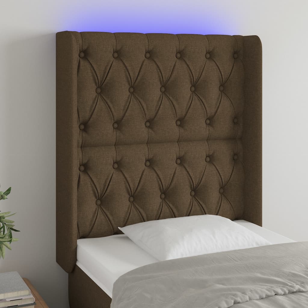 Tête de lit à LED Marron foncé 83x16x118/128 cm Tissu - XIOS