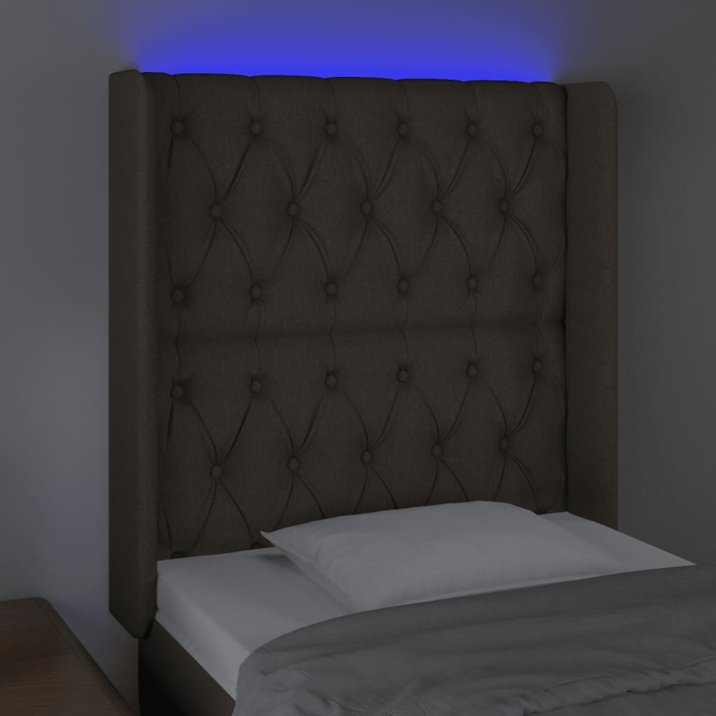 Tête de lit à LED Taupe 83x16x118/128 cm Tissu - XIOS
