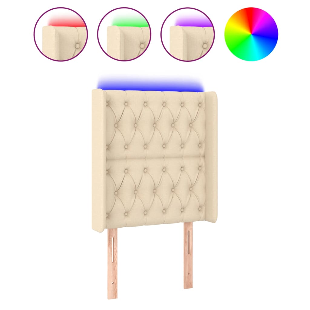 Tête de lit à LED Crème 83x16x118/128 cm Tissu - XIOS