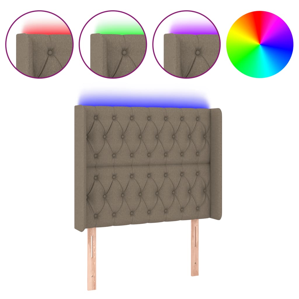 Tête de lit à LED Taupe 93x16x118/128 cm Tissu - XIOS