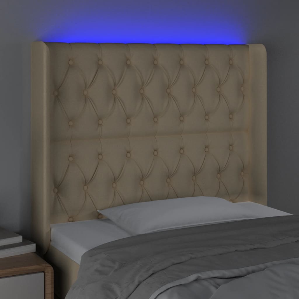 Tête de lit à LED Crème 93x16x118/128 cm Tissu - XIOS