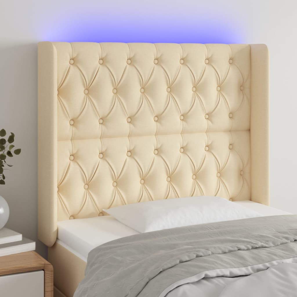 Tête de lit à LED Crème 93x16x118/128 cm Tissu - XIOS