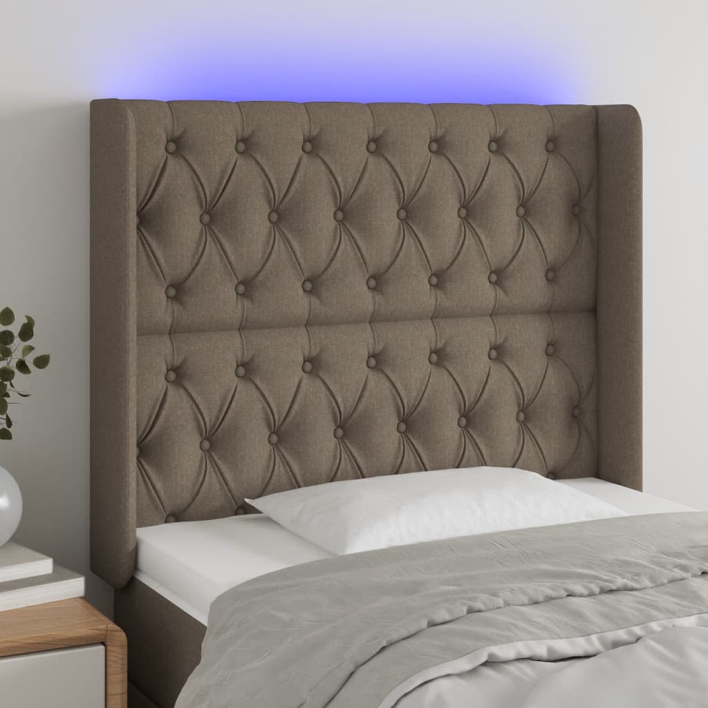 Tête de lit à LED Taupe 103x16x118/128 cm Tissu - XIOS