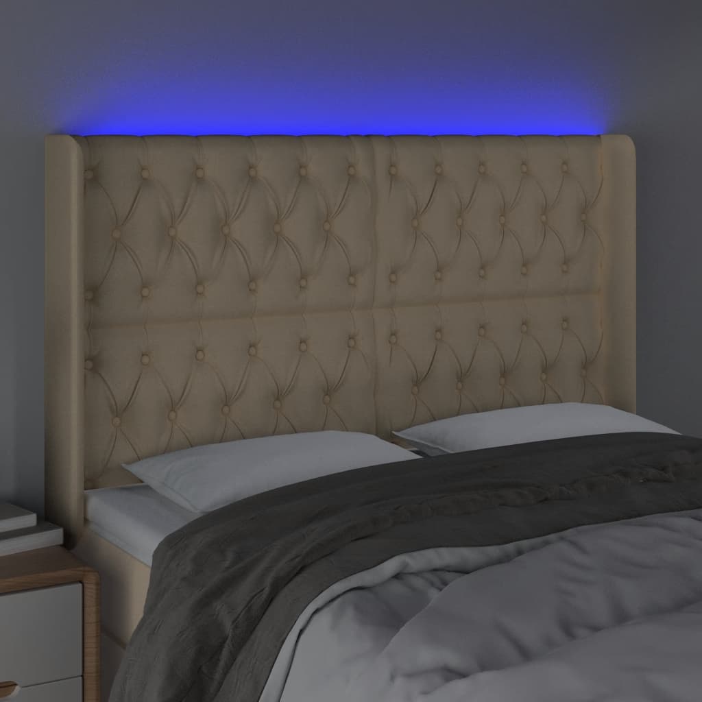 Tête de lit à LED Crème 163x16x118/128 cm Tissu - XIOS