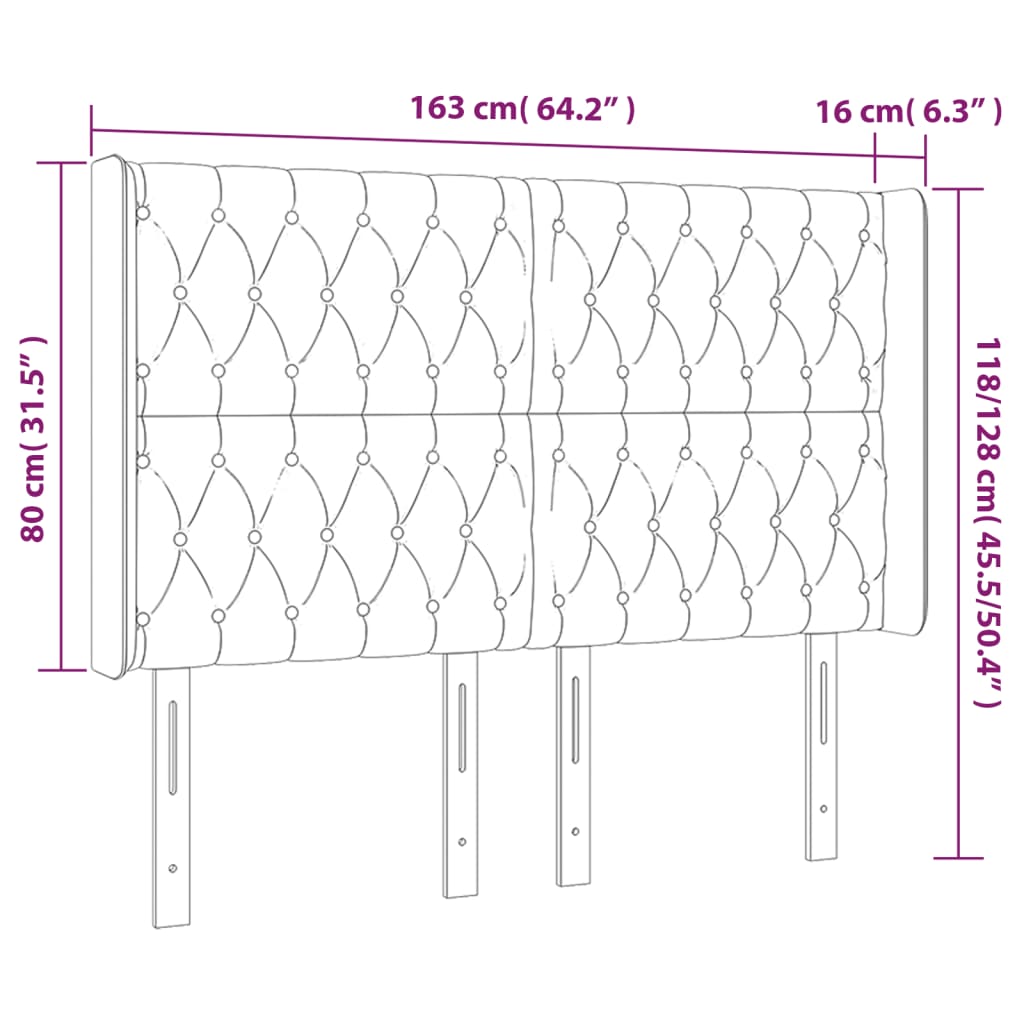 Tête de lit à LED Crème 163x16x118/128 cm Tissu - XIOS