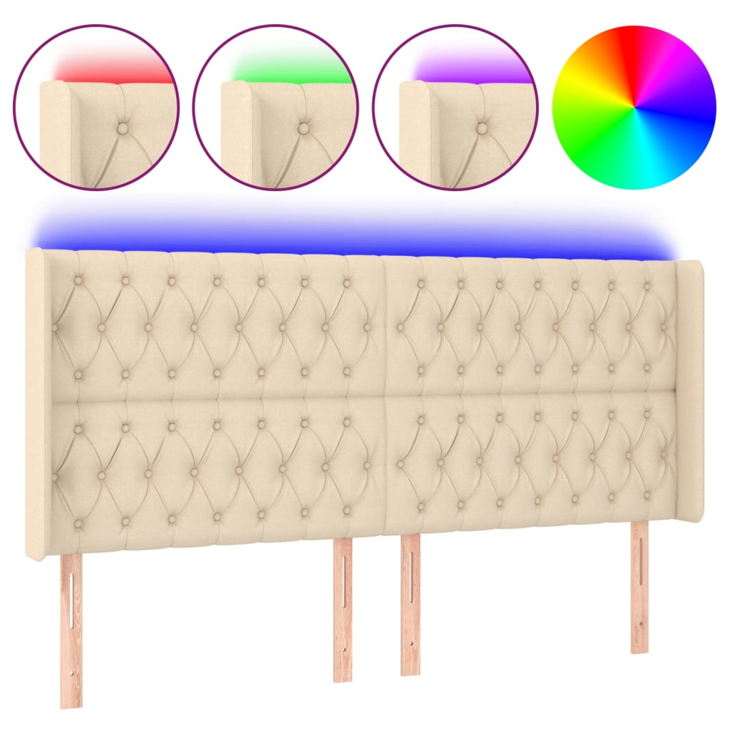 Tête de lit à LED Crème 183x16x118/128 cm Tissu - XIOS