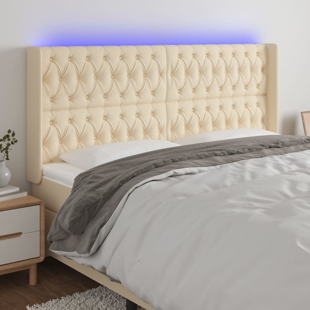 Tête de lit à LED Crème 183x16x118/128 cm Tissu - XIOS
