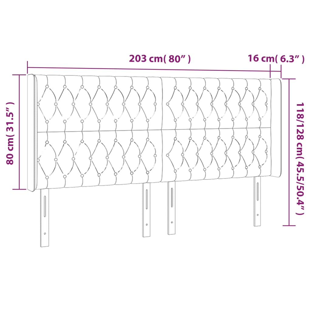 Tête de lit à LED Taupe 203x16x118/128 cm Tissu - XIOS