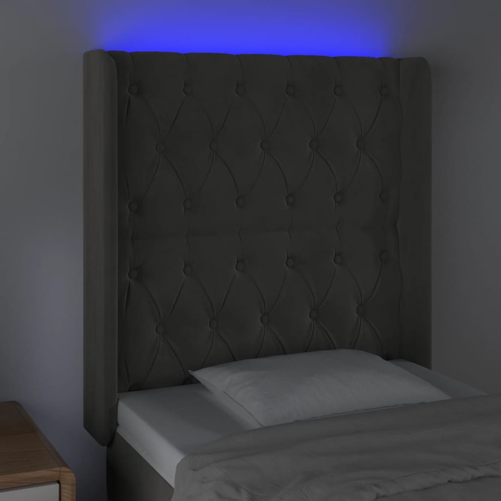 Tête de lit à LED Gris foncé 83x16x118/128 cm Velours - XIOS