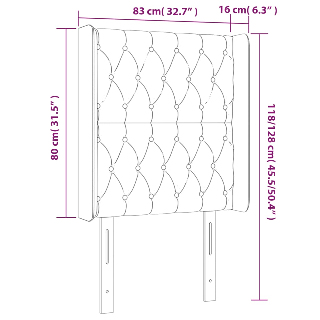 Tête de lit à LED Gris foncé 83x16x118/128 cm Velours - XIOS