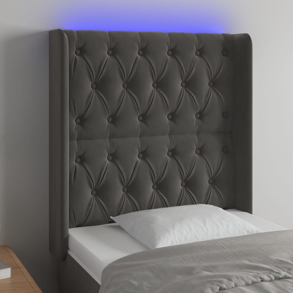 Tête de lit à LED Gris foncé 83x16x118/128 cm Velours - XIOS