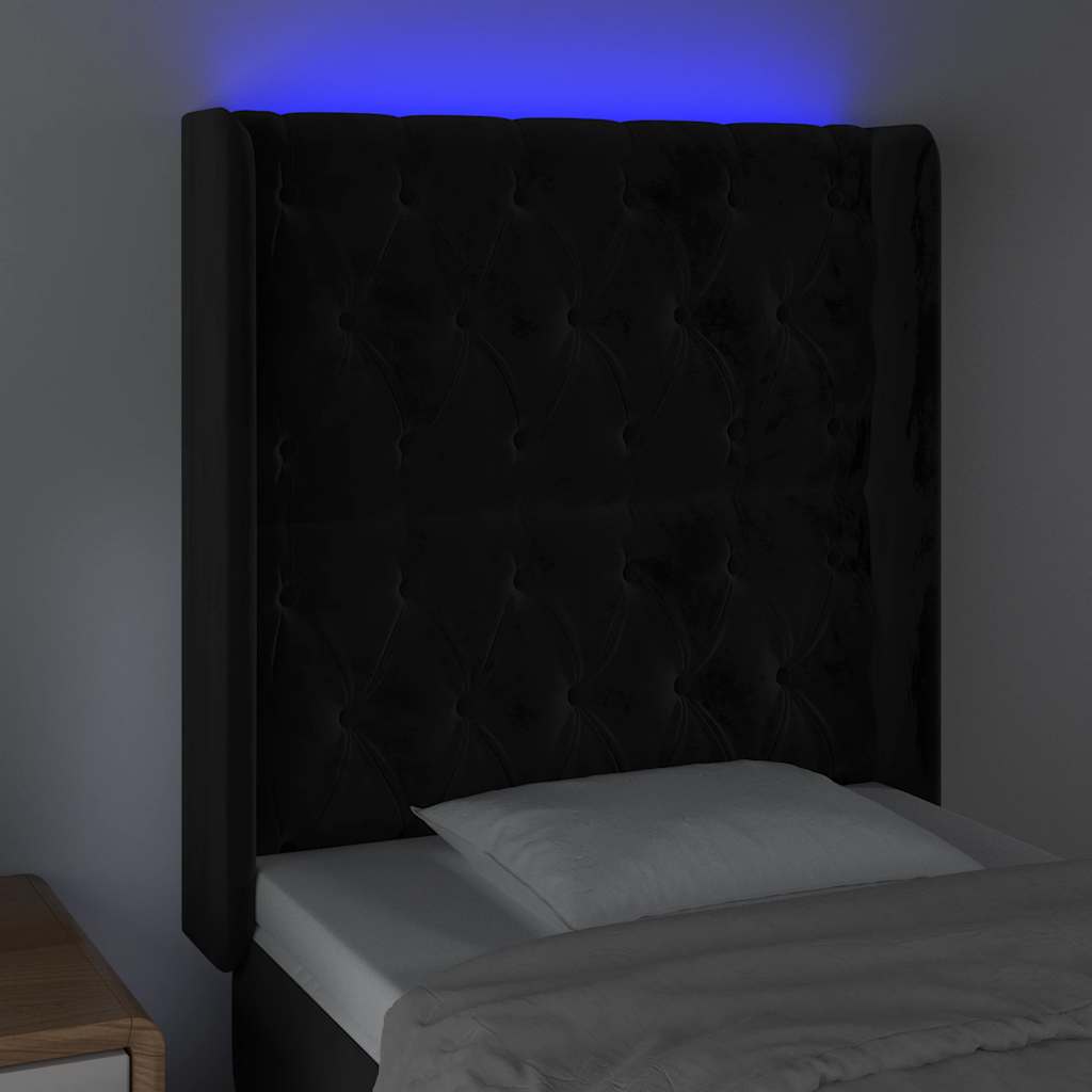 Tête de lit à LED Noir 83x16x118/128 cm Velours - XIOS