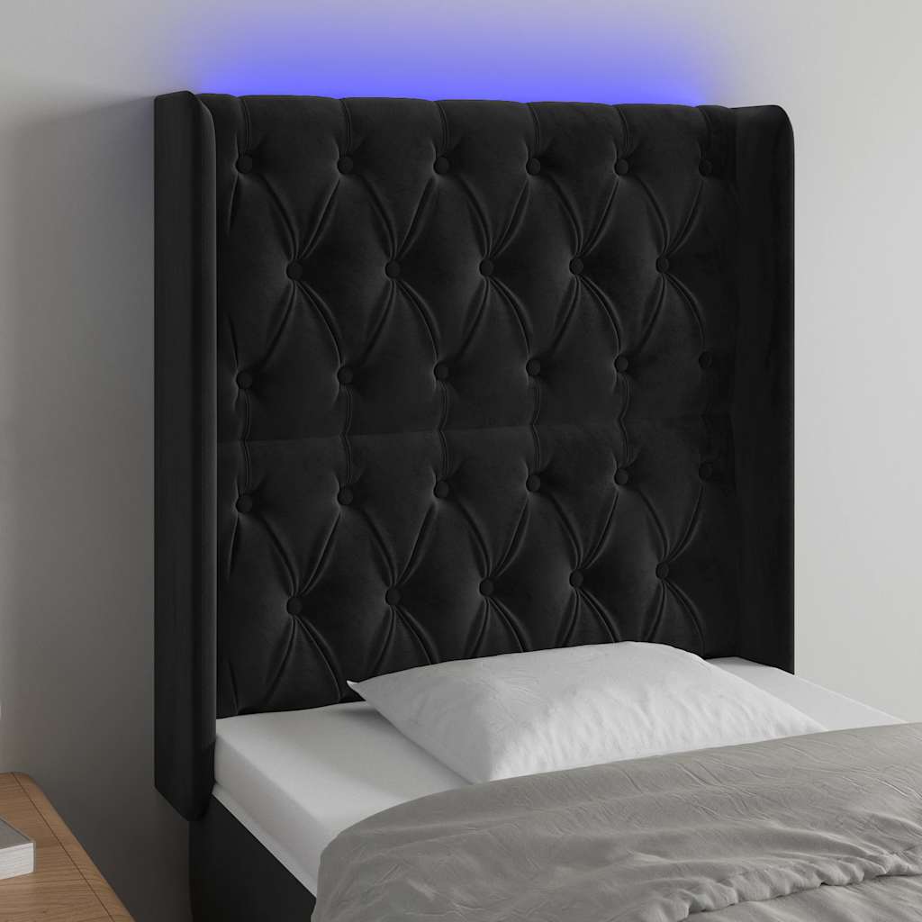 Tête de lit à LED Noir 83x16x118/128 cm Velours - XIOS