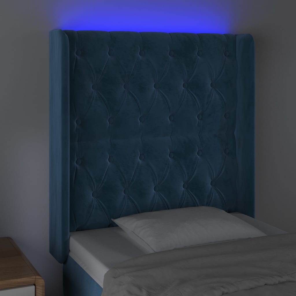 Tête de lit à LED Bleu foncé 83x16x118/128 cm Velours - XIOS