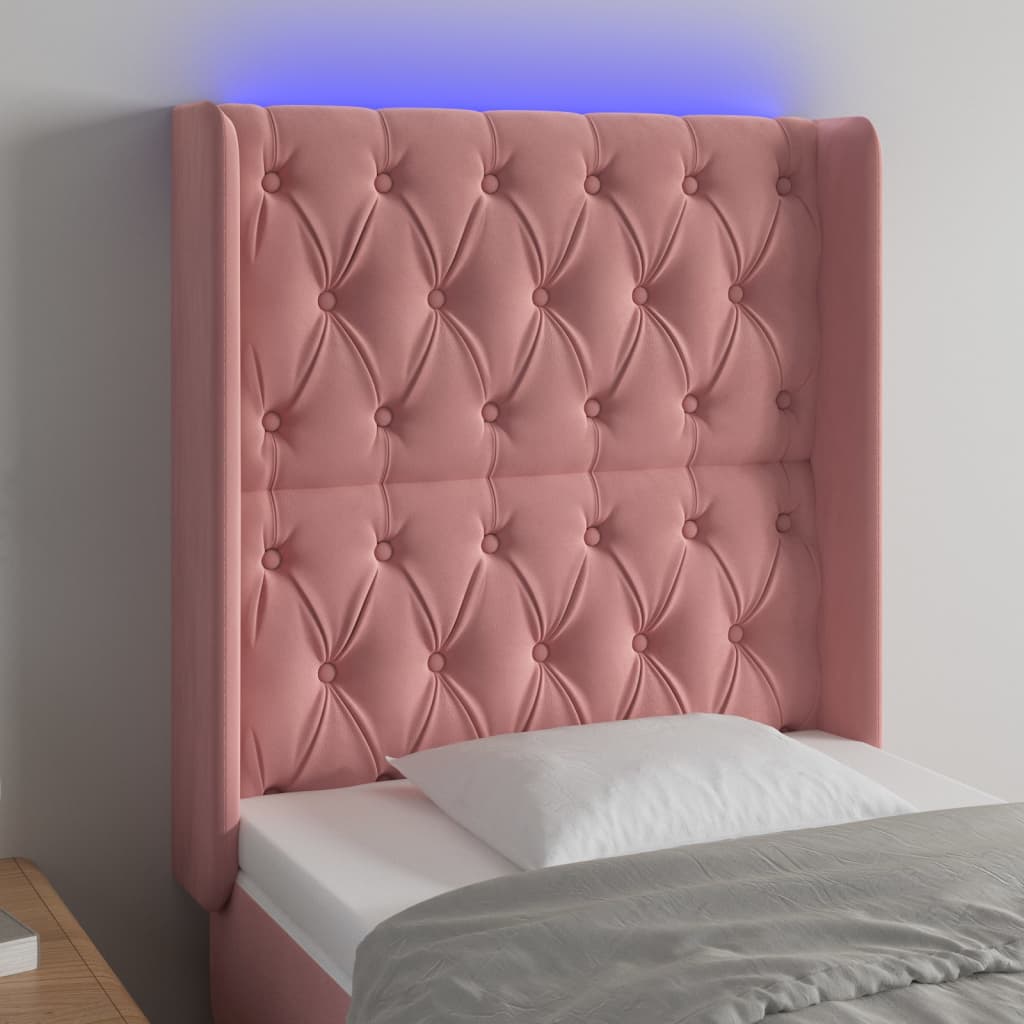 Tête de lit à LED Rose 83x16x118/128 cm Velours - XIOS