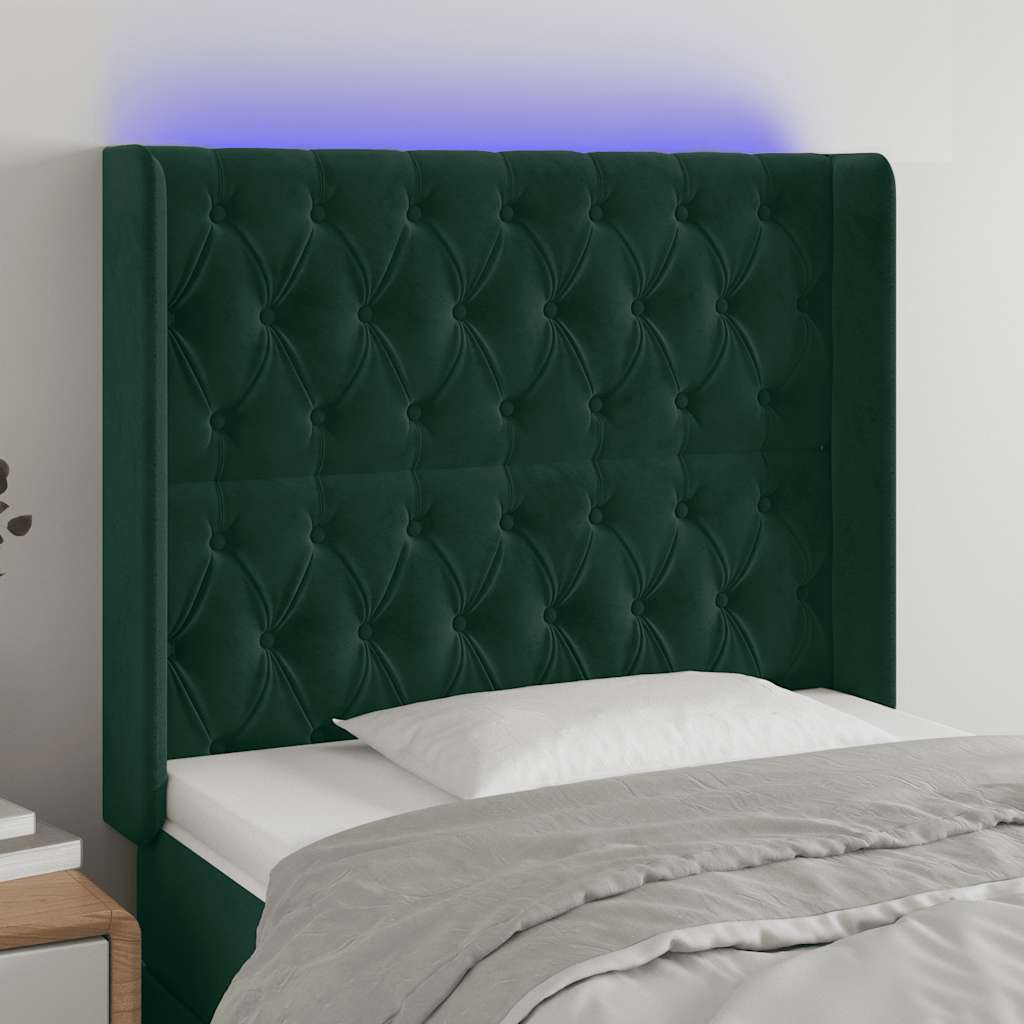 Tête de lit à LED Vert foncé 93x16x118/128 cm Velours - XIOS