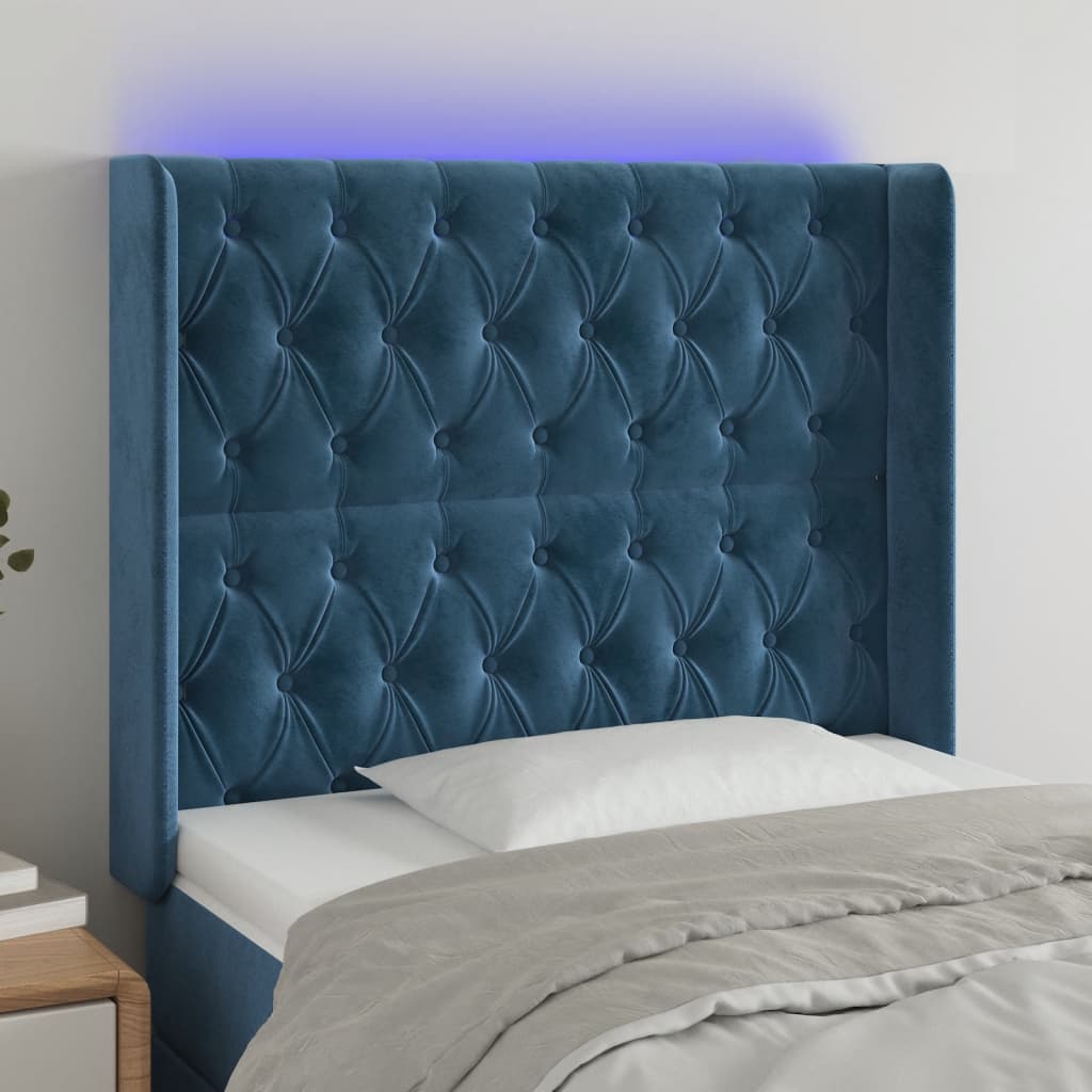 Tête de lit à LED Bleu foncé 93x16x118/128 cm Velours - XIOS