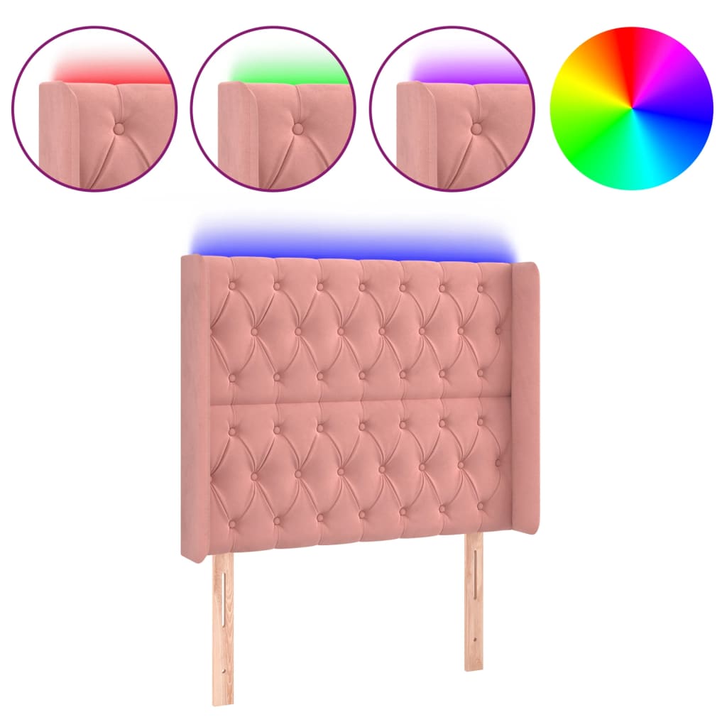 Tête de lit à LED Rose 93x16x118/128 cm Velours - XIOS