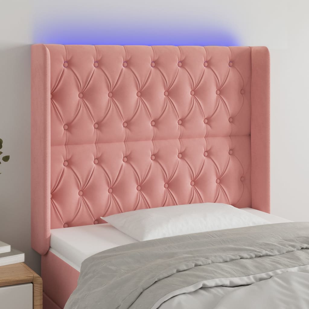 Tête de lit à LED Rose 93x16x118/128 cm Velours - XIOS
