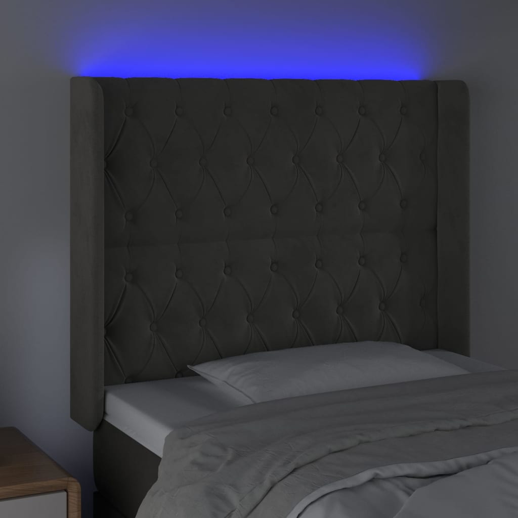 Tête de lit à LED Gris foncé 103x16x118/128 cm Velours - XIOS