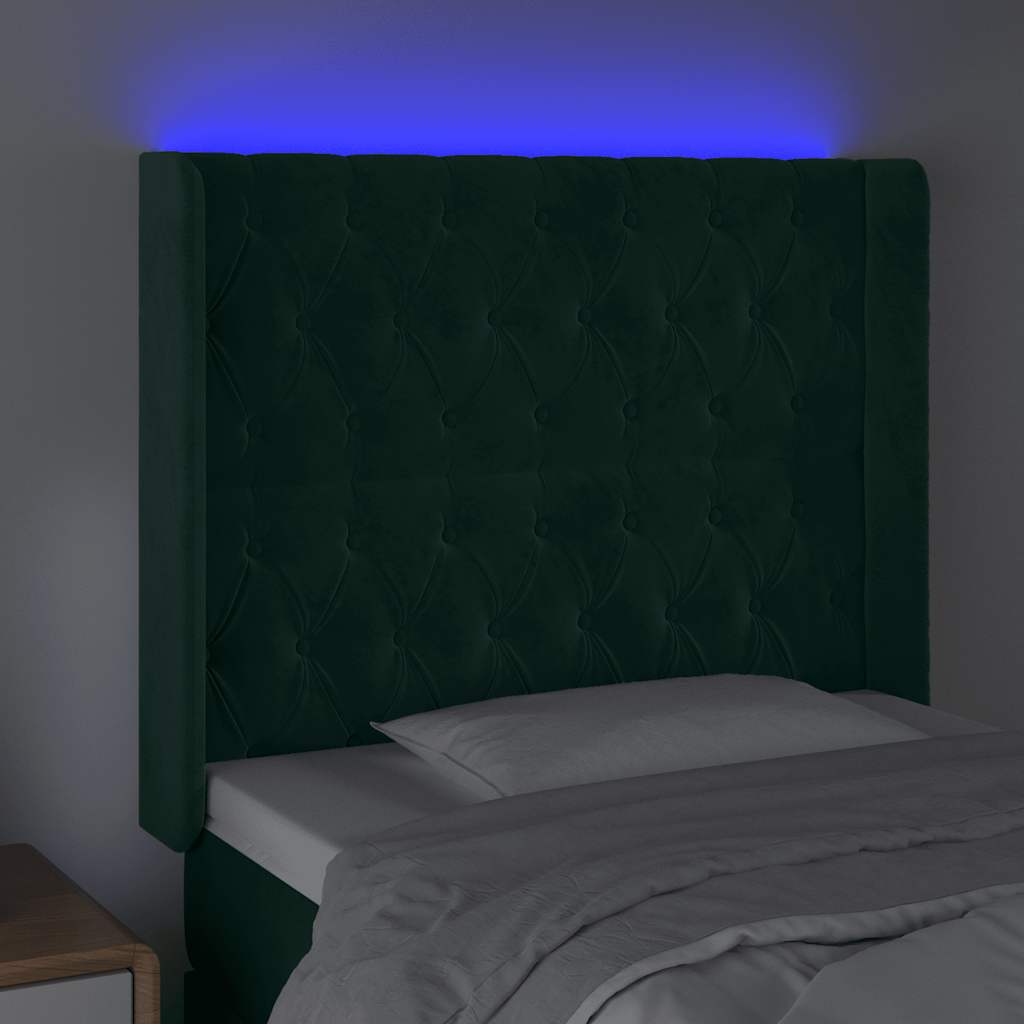 Tête de lit à LED Vert foncé 103x16x118/128 cm Velours - XIOS