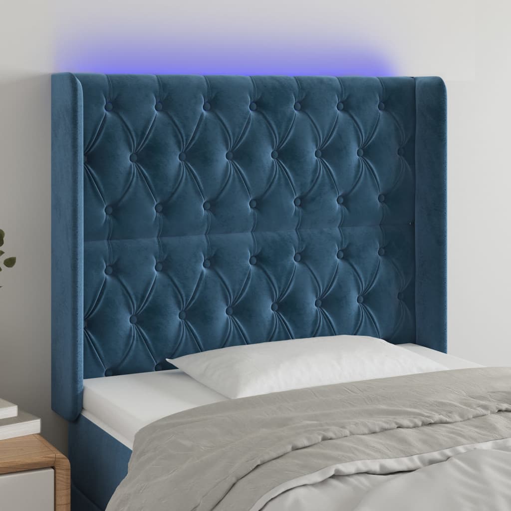 Tête de lit à LED Bleu foncé 103x16x118/128 cm Velours - XIOS