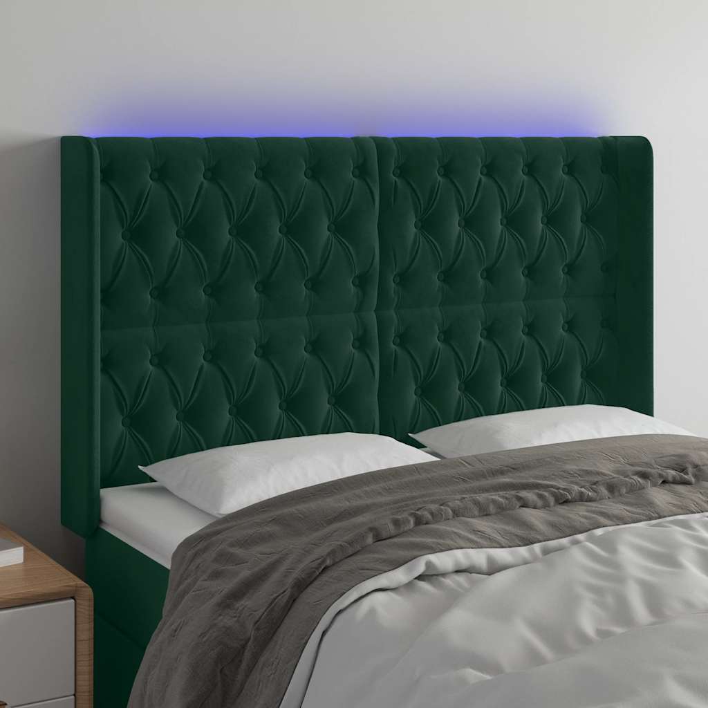 Tête de lit à LED Vert foncé 147x16x118/128 cm Velours - XIOS