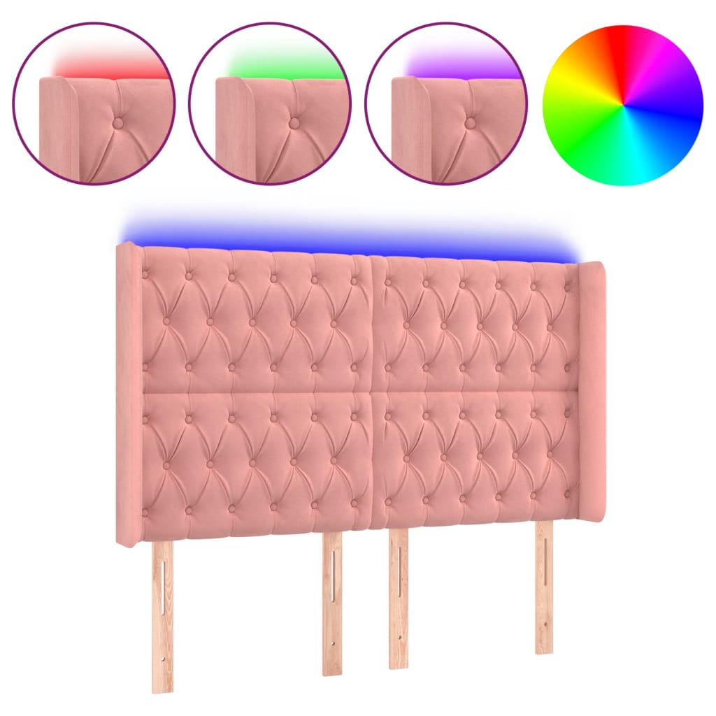 Tête de lit à LED Rose 147x16x118/128 cm Velours - XIOS