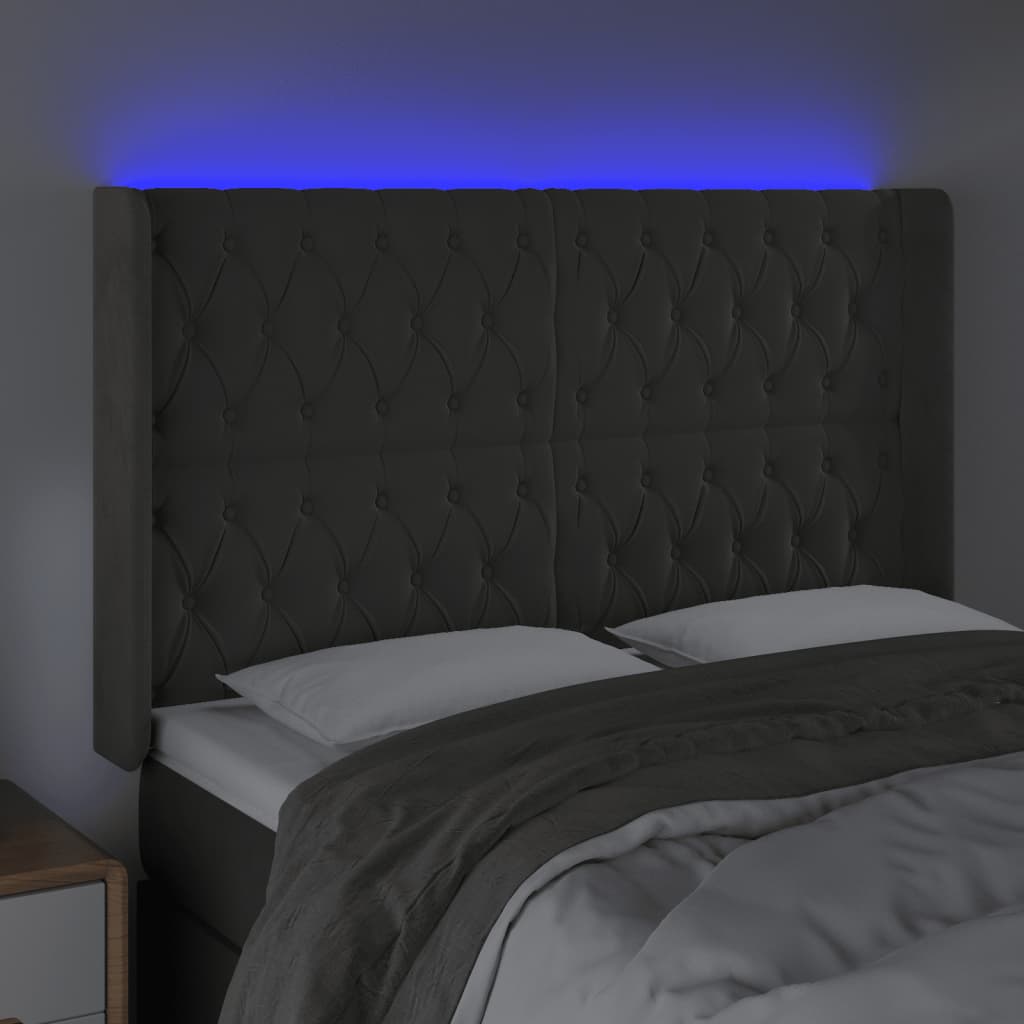 Tête de lit à LED Gris foncé 163x16x118/128 cm Velours - XIOS