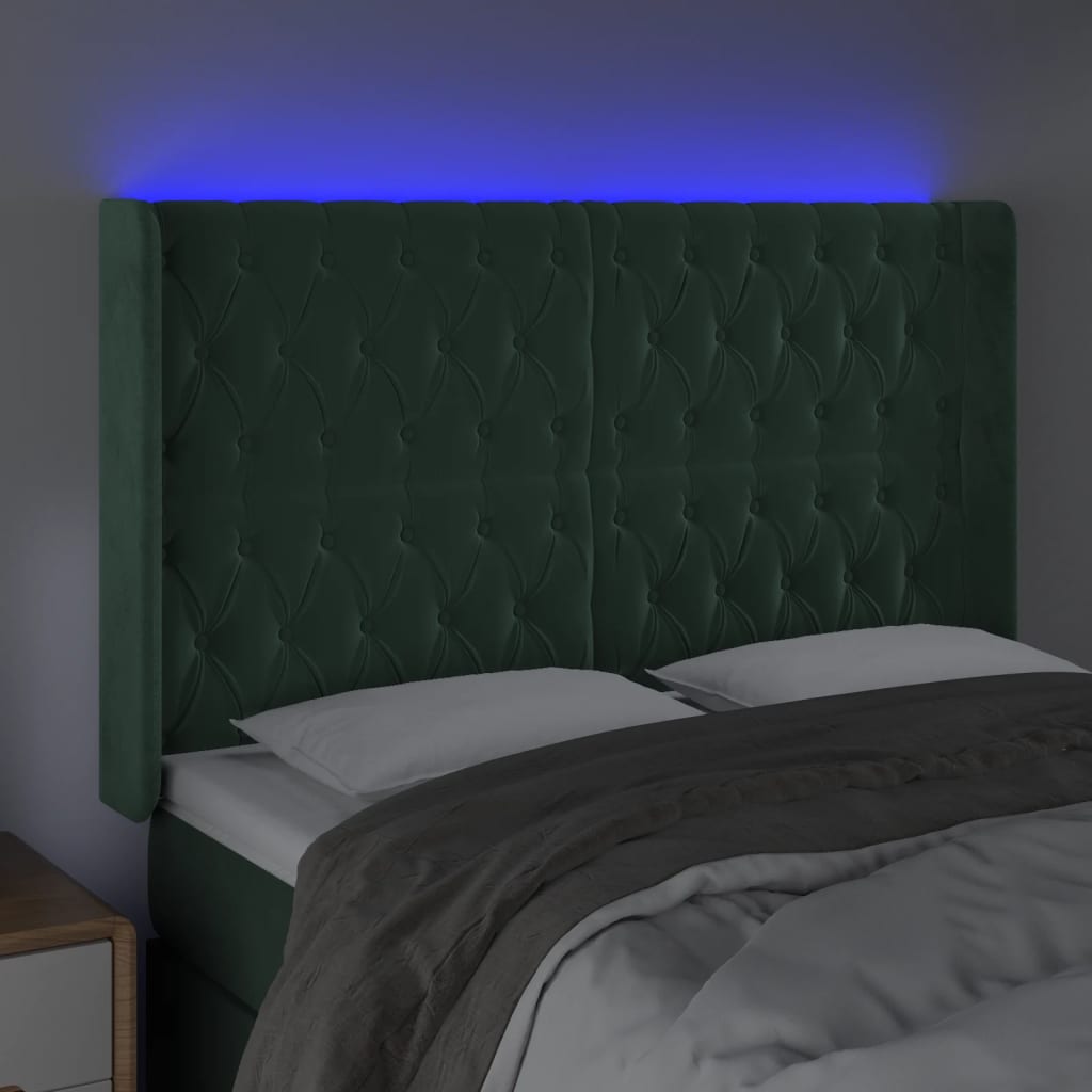 Tête de lit à LED Vert foncé 163x16x118/128 cm Velours - XIOS
