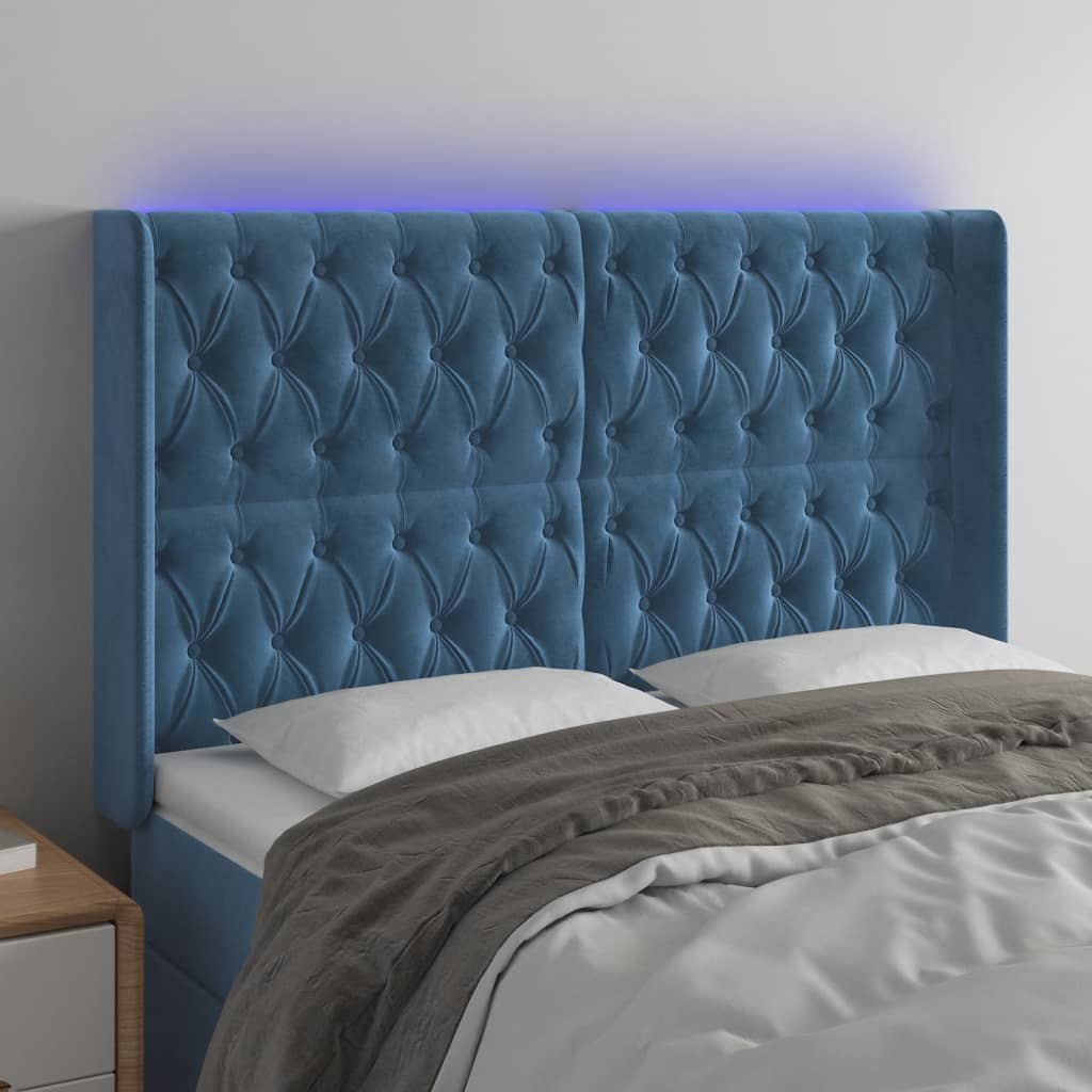 Tête de lit à LED Bleu foncé 163x16x118/128 cm Velours - XIOS
